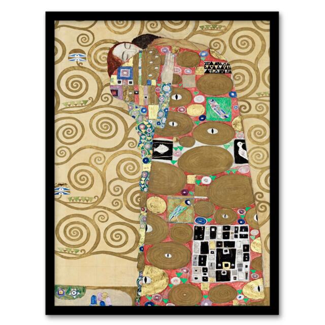 Gustav Klimt Framed Wall Art Fulfillment Lovers Embrace Painting Home Décor