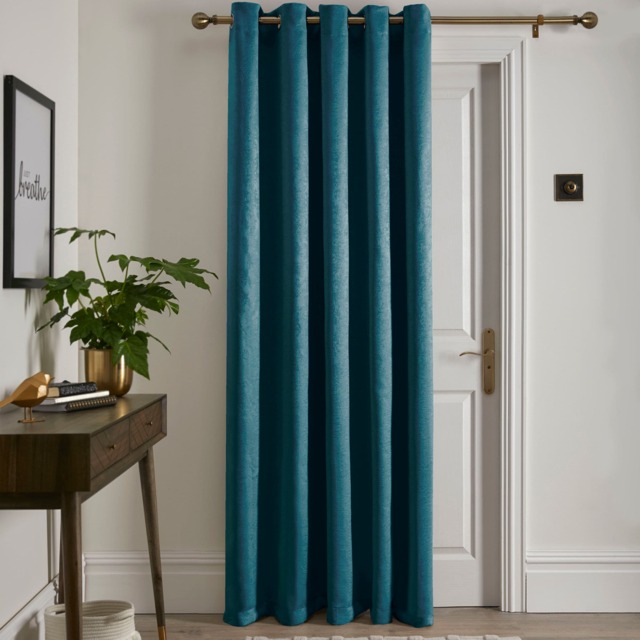 Fusion Strata Eyelet Single Panel Door Curtain Dark Green/New Green