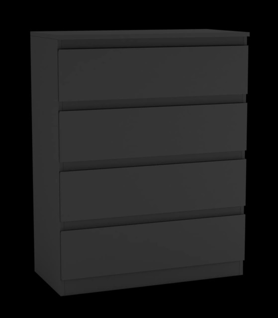 Minimalist Chest of 4 Drawers Black Black & Black 1