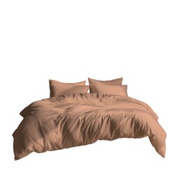 Plain Dyed Easy Care Polycotton Duvet Cover And Pillowcase/s Set Bed Linen Orange Orange Peach Single