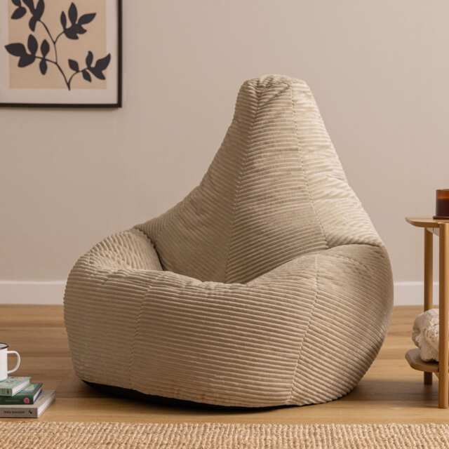 Icon Dalton XL Jumbo Cord Recliner Bean Bag, Stone