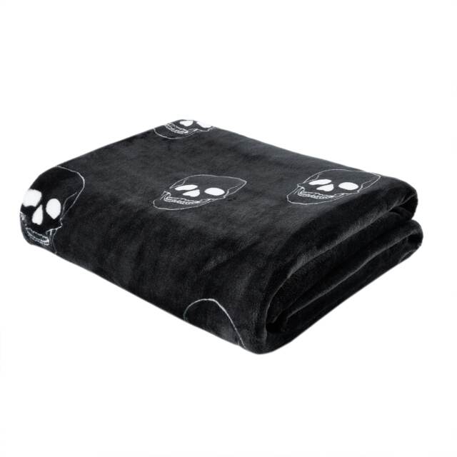 Catherine Lansfield Skulls Cosy Fleece 130x170 cm Blanket Throw Grey