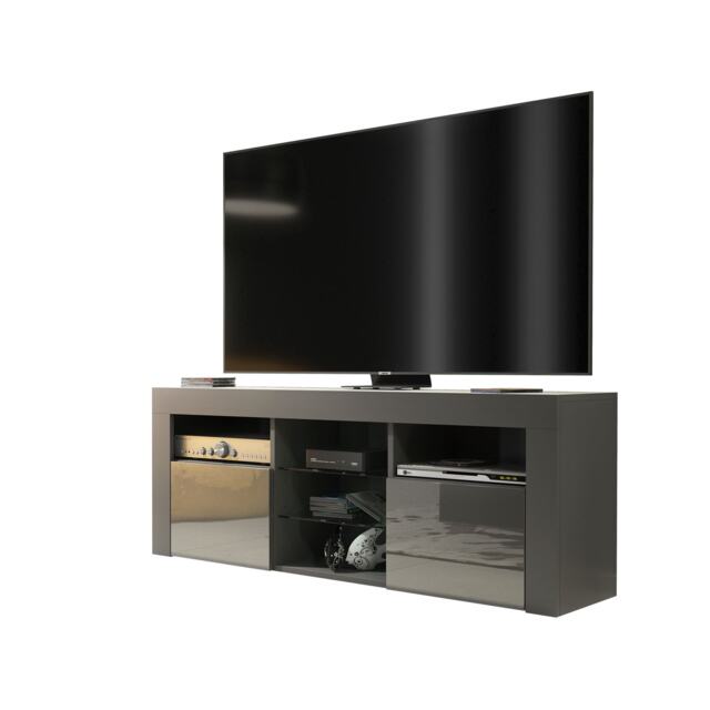 TV Unit TV Stand Grey Gloss Media Console Sideboard Storage Cabinet 145cm