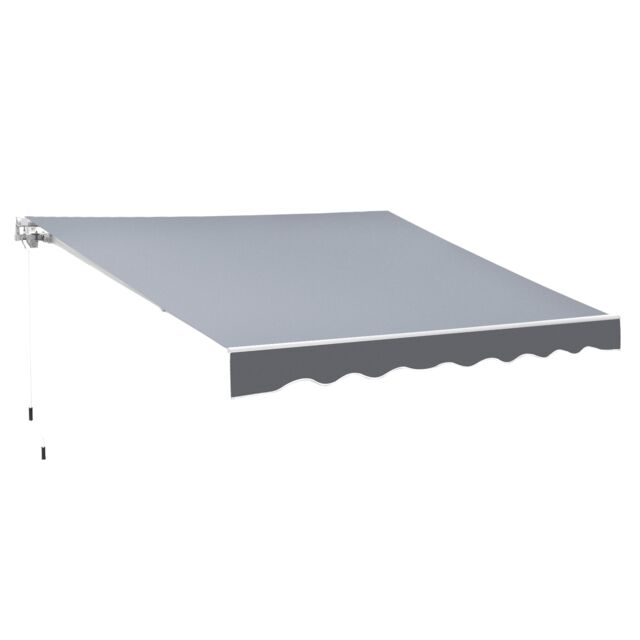 Outsunny Garden Sun Shade Canopy Retractable Awning, 2.5 x 2m, Grey Grey 1