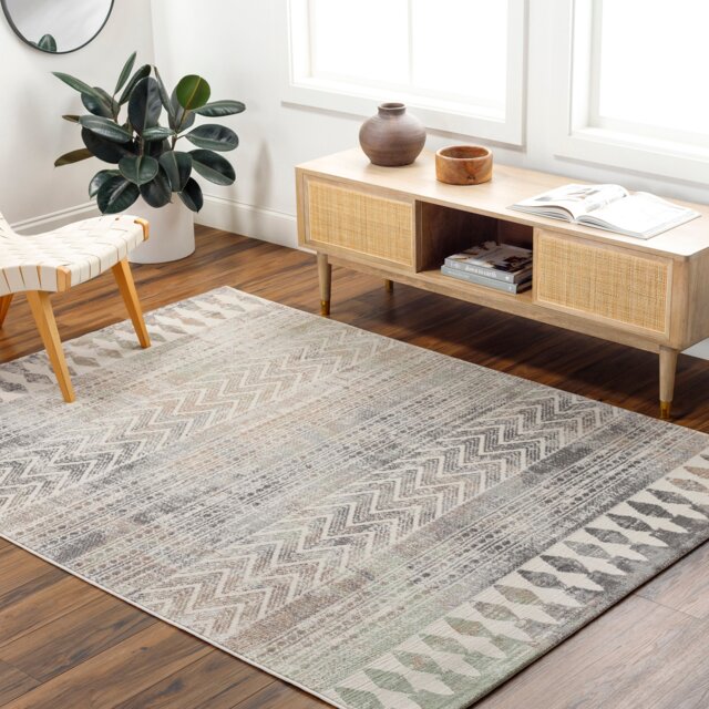 LIVABLISS Roma-Geometric Rug 200 x 275 cm Grey Brown Green