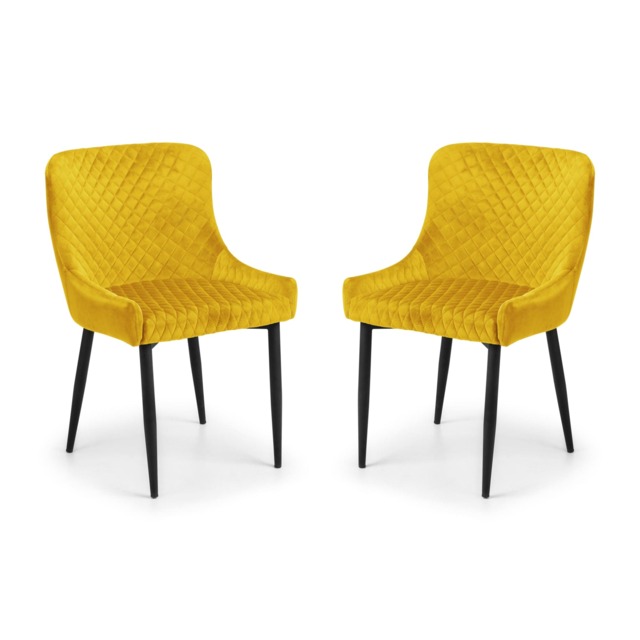 Cromwell Premium Mustard Velvet Dining Chairs - Set of 2