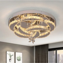 Crystal LED Ceiling Light Silver Chandelier 3 Color Lights 50x24cm Wall