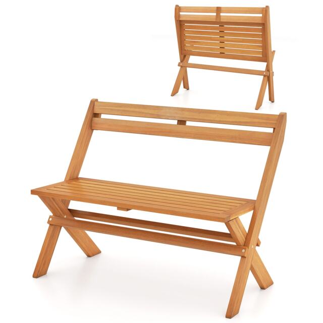 COSTWAY Park Bench Folding Outdoor Bench for 2 People