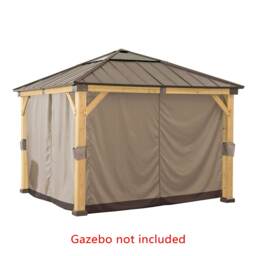 Sunjoy Accessory Curtain for Wooden Gazebo - 3.3m x 3.3m, Khaki, Weather-Resistant Polyester（Gazebo Not Included）