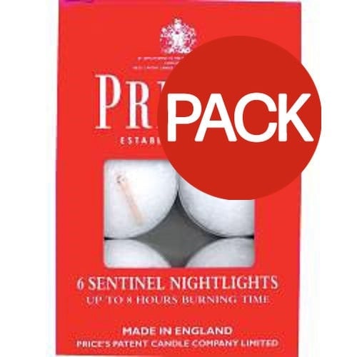 Prices Candles Sentinel Nightlights (Pack of 6) - White - 6 x 23 x 35mm