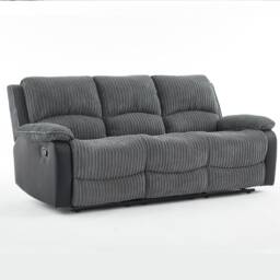 Manual Reclining Sofa, Jumbo Cord Fabric Recliner 3 Seater Armchair - 3 Seater