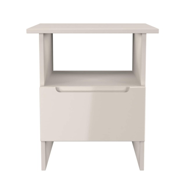 Lucca Bottom Drawer Lamp Table in Kashmir Gloss & Kashmir (Ready Assembled) Cream Kashmir Gloss & Kashmir