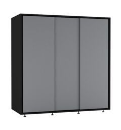 120cm 3 Sliding Doors Children Kids Wardrobe Bedroom Storage Closet Hanging Rail Multi Black with Grey Doors 1