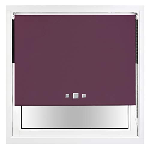 FURNISHED Blackout Roller Blind with Triple Square Eyelets Easy Fit Window Shade Purple Aubergine (W) 175cm x (L) 165cm