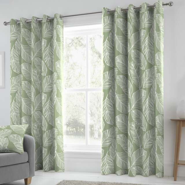 Fusion Matteo Eyelet Curtains Green