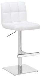 Allegro Deluxe Kitchen Bar Stool, Adjustable Swivel, Chrome Footrest & Weighted Base, White