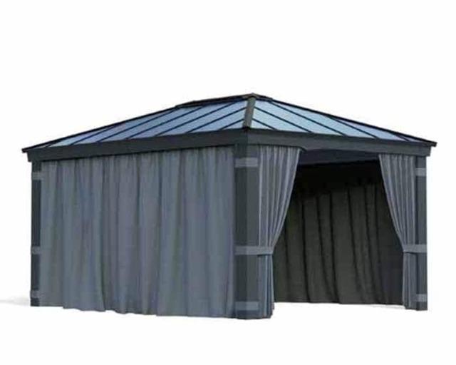 Curtain Set for Dallas 12 x 16 Gazebo - Polyester - L212 x W440 cm - Dark Grey (Gazebo Not Included)