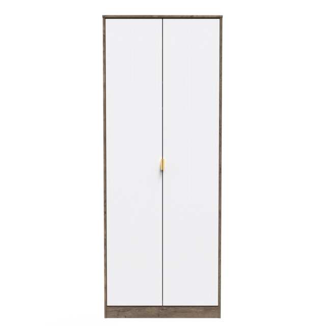 Bexley Tall Double Wardrobe in White Matt & Vintage Oak (Ready Assembled) White White Matt & Vintage Oak
