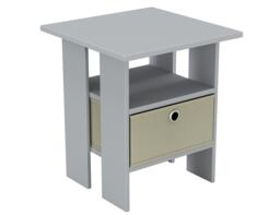 2-Tier 1- Drawer Wooden Side Table Grey Grey & Beige 1