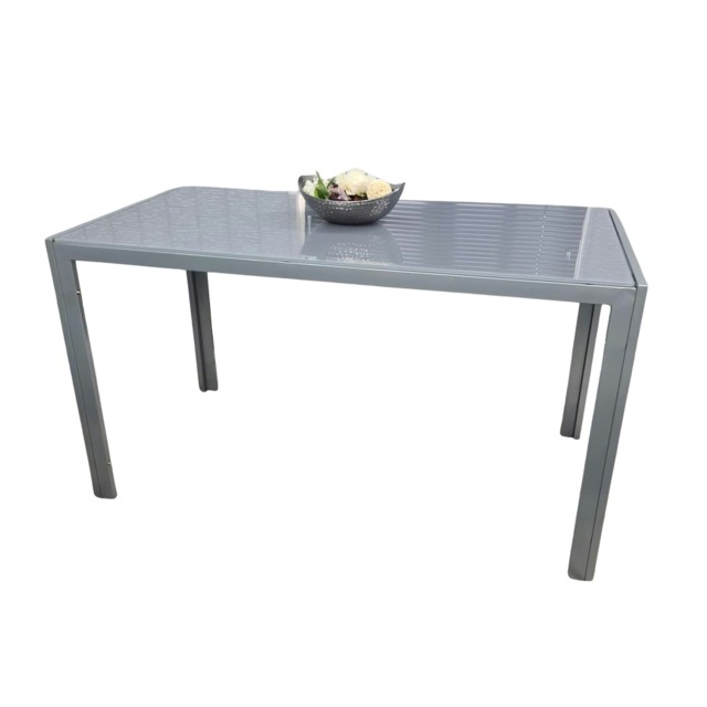 Dining Table Grey Glass Kitchen Place for 6 Seats, Dining Table Only (Grey H 75 x L 134 x W 70 cm) Grey 1
