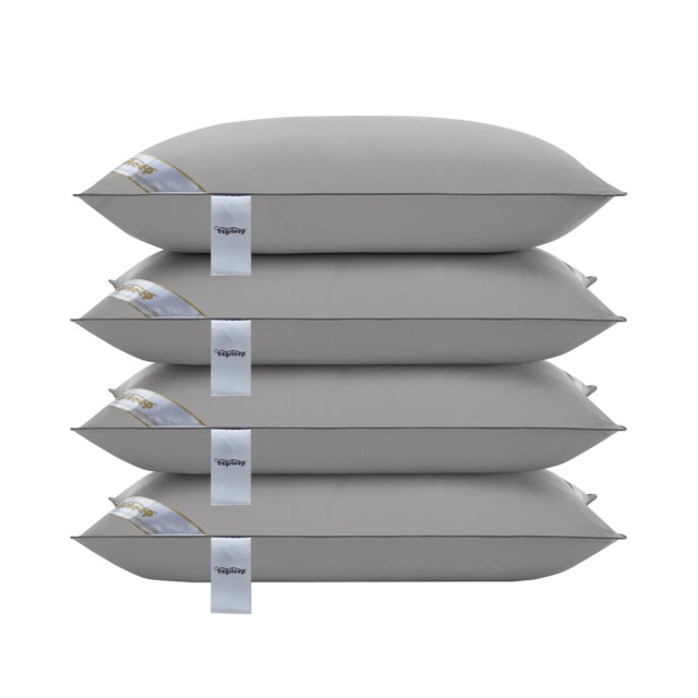 Ezysleep Grey Shredded Supersoft Goose Feather and Down Pillows Easy Care Cover Grey