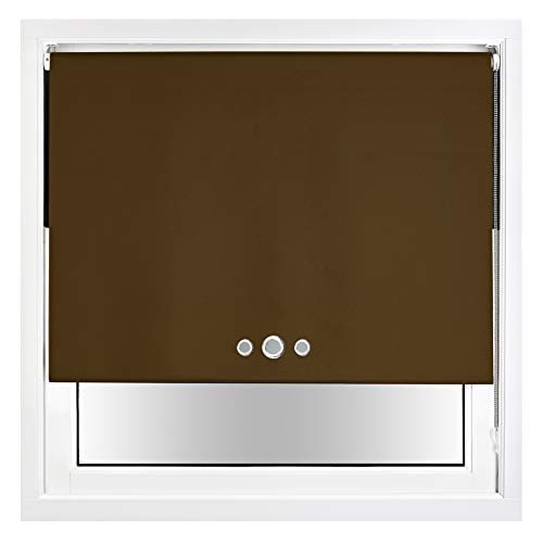 FURNISHED Blackout Roller Blind with Triple Eyelets & Metal Fittings Brown Brown (W) 170cm x (L) 165cm