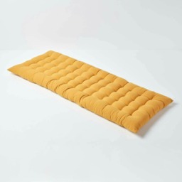 Homescapes Garden Bench Cushion Luxury 2 Seater Cotton Indoor Outdoor Seat Pad Yellow 108 x 42 cm 1