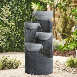 Living and Home Outdoor Garden Solar-Powered Water Fountain Rockery Decor Grey
