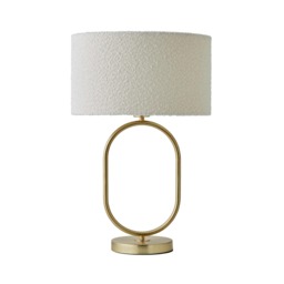 ValueLights Antonia Brushed Gold Oval Table Lamp Cream Boucle Shade