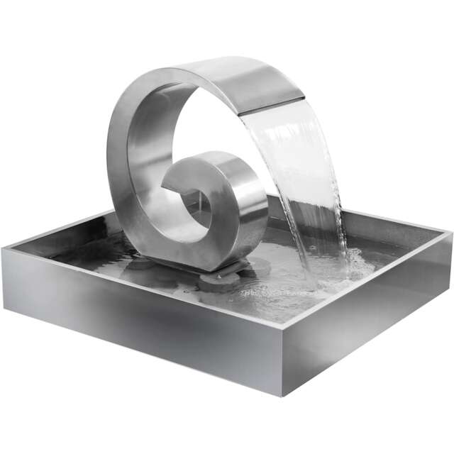 Ammonite Cascading Stainless Steel Water Feature Outdoor Pond Fountain With Reservoir 66cm