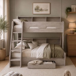 Orion Triple Sleeper Bunk Bed - Grey Oak Effect, Single/Small Double
