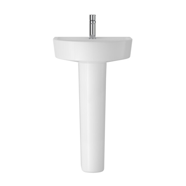 Balterley Mila Ceramic D Shape Basin & Full Pedestal Bathroom Sink (Tap Not Included) White White
