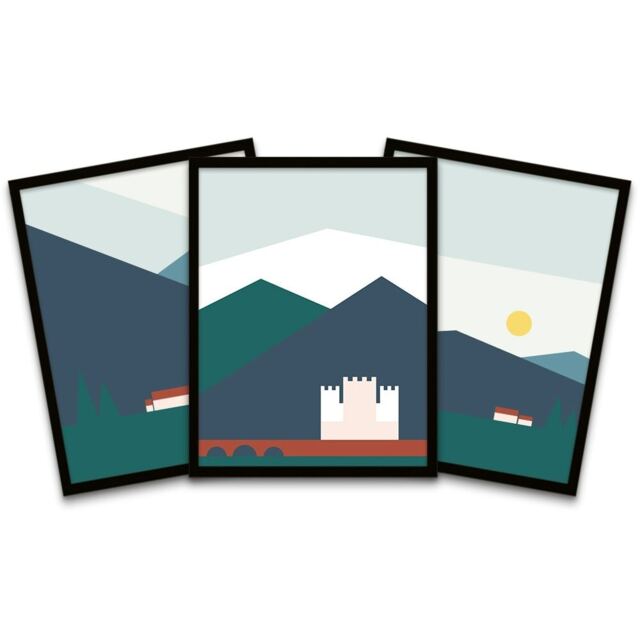 Highlands Eilean Donan Bonnie Scotland Castles Framed Pack Of 3 Wall art Print Home Decor