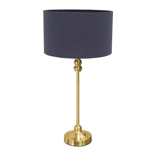 ValueLights Maggie Gold Candlestick Table Lamp Navy Shade and Bulb