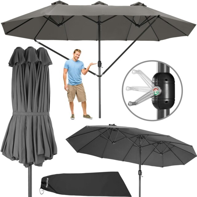 Parasol Silia - extra wide, 460 x 270 cm, height-adjustable, cover included Grey