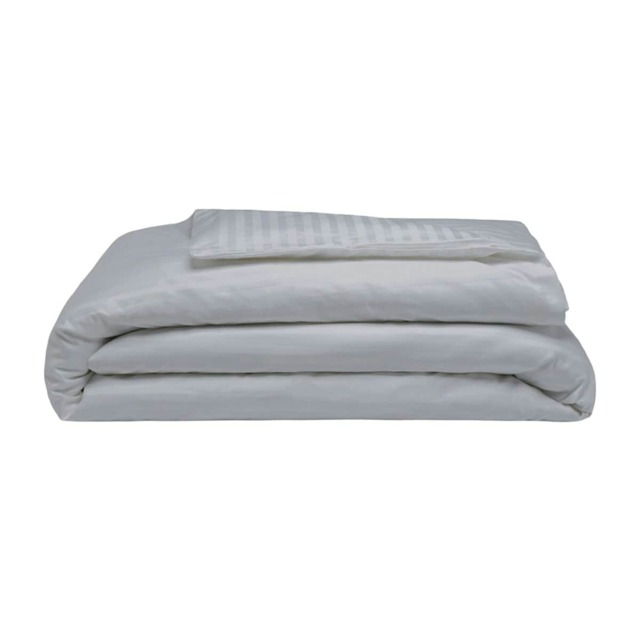 Belledorm 540 Thread Count Satin Stripe Duvet Cover Set - Platinum - Superking