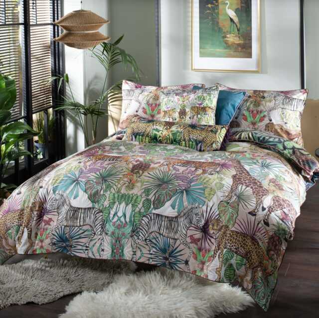 Mozambique Luxurious Jungle & Wildlife Print Duvet Set Cotton, 200 Thread Count Multi King