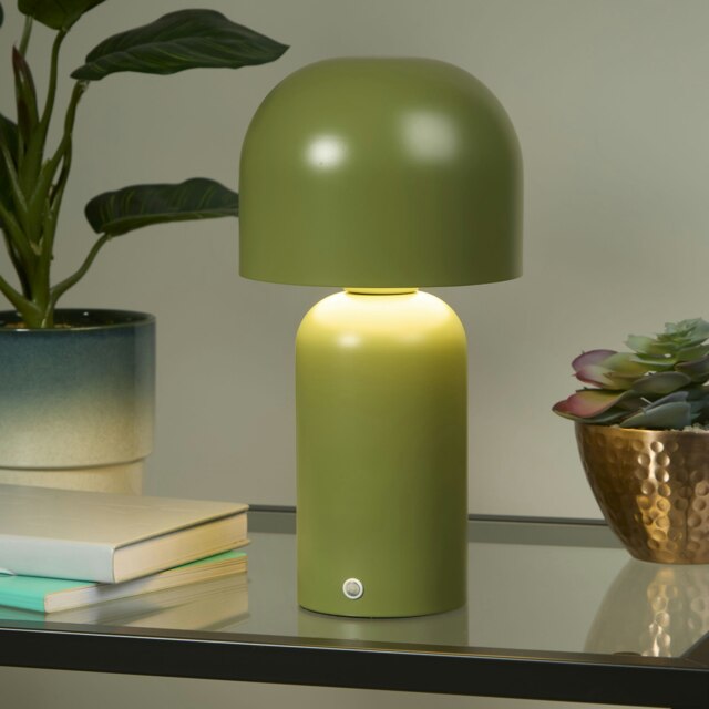 Portable LED Mushroom Table Lamp Olive Green