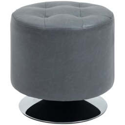 HOMCOM 360 Swivel Foot Stool Round PU Ottoman with Thick Sponge Padding and Solid Steel Base, Grey