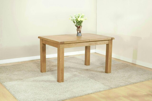 Shrewsbury Dining Table with 2 Extensions (Extends To 198cm) - L90 x W132 x H76 cm - Oak Brown