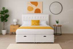 Ottoman White Plush 3ft Single Under Bed Storage Bed Set