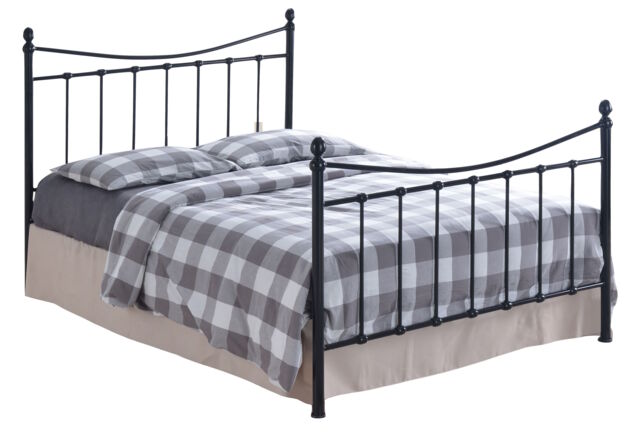 4ft Small Double Traditional Victorian Style Black Tubular Steel Metal Bed Frame, Bedstead Black Small Double