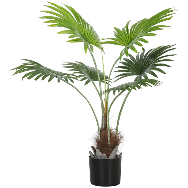 HOMCOM Artificial Tree Plant with PEVA Leaves and Coir for Home Office Green Green