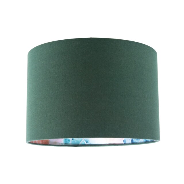 Chic Emerald Green Linen Lamp Shade with Moroccan Scale Pattern Lining Green Emerald Green 1