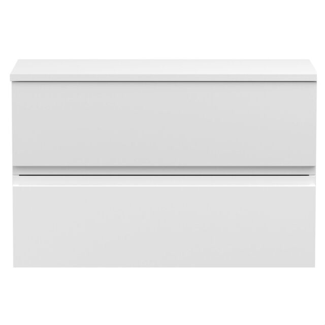 Balterley Mavesyn Contemporary 2 Drawer Wall Hung Vanity Unit with Worktop, Satin White, 800mm