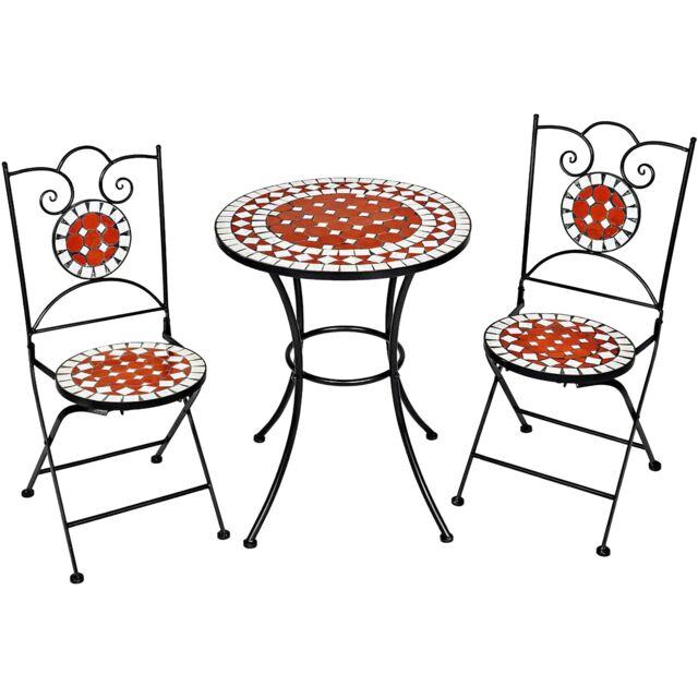 Bistro Set Outdoor Patio Garden Furniture Mosaic Table and 2 Chairs Metal