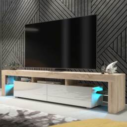 TV Stand TV Unit Cabinet Sideboard Oak White High Gloss Free LED 200cm