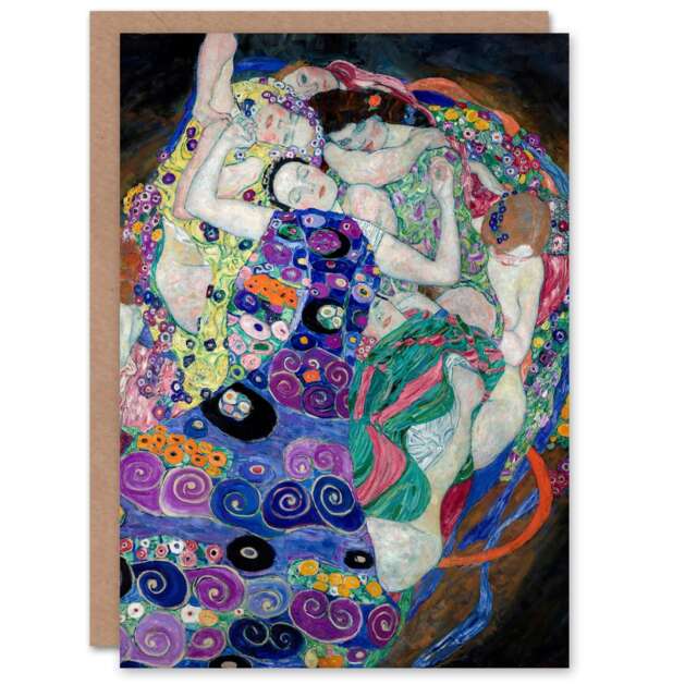 Gustav Klimt Art Card The Virgin Maiden Colourful Painting