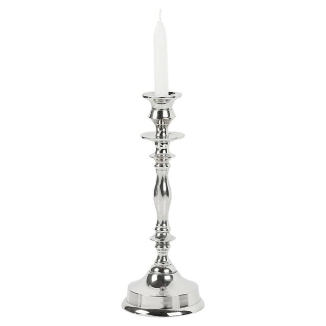 Silver Metal Candlestick Holder - 21.5x36.5cm White 1