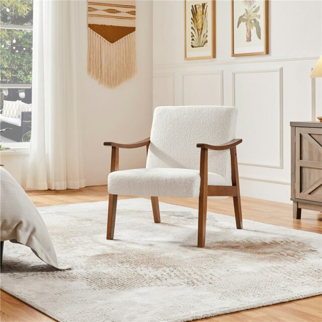 Yaheetech Faux Leather Upholstered Armchair with Wood Legs